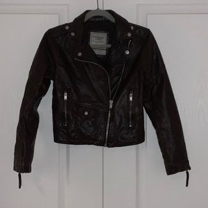 Burgundy Vegan Leather Jacket - Abercrombie&Fitch